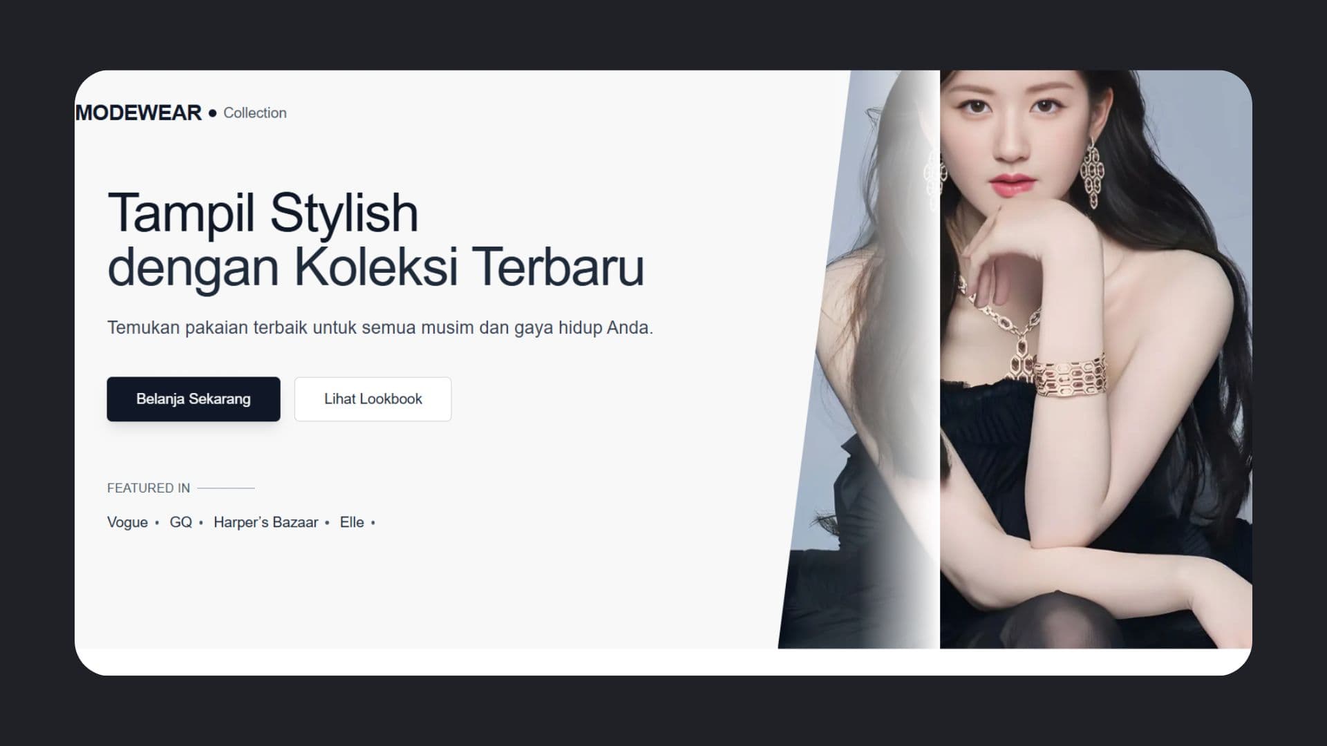 Tampilan proyek Modewear